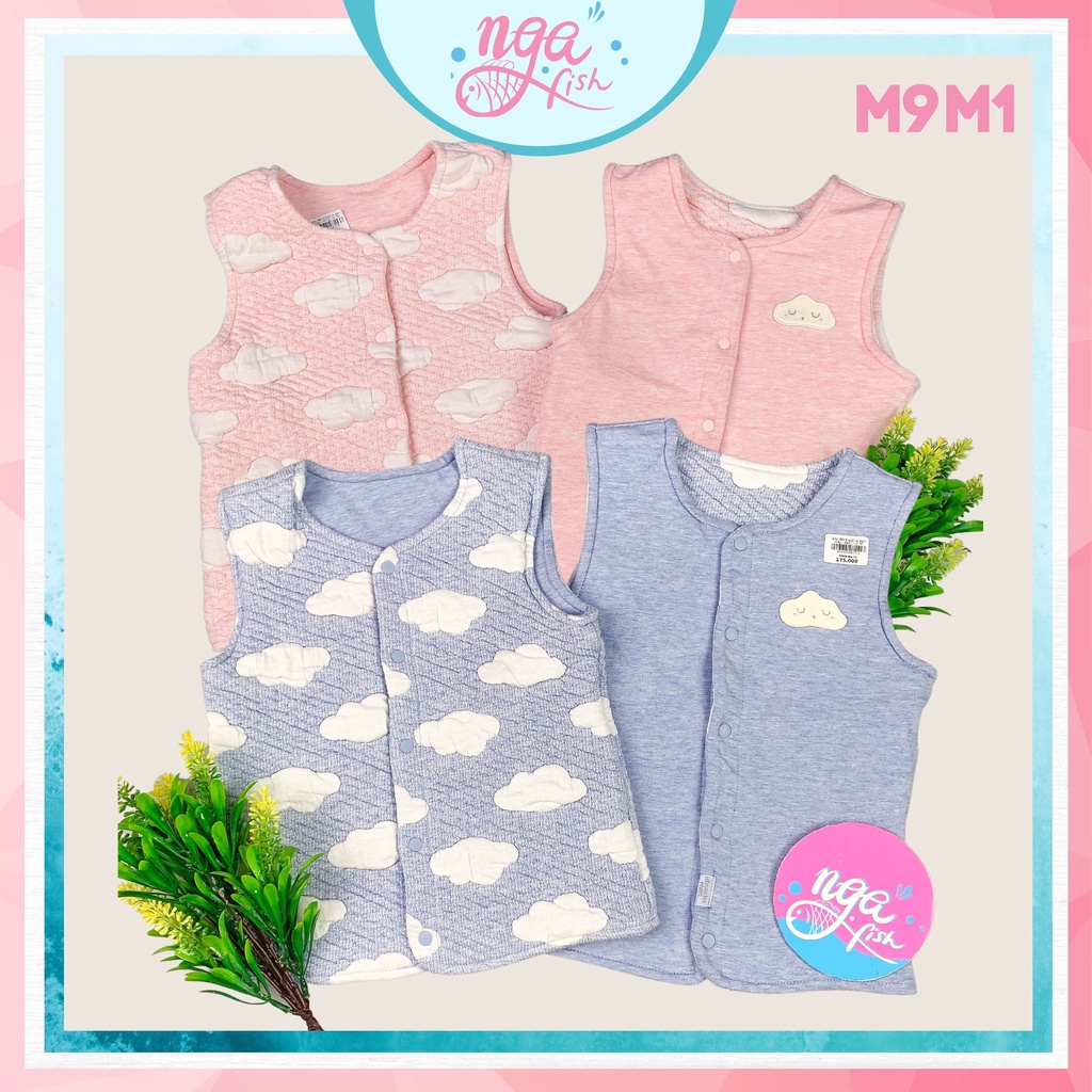 Áo gile cho bé trai bé gái Mo.imo.ln 2 mặt in đám mây dễ thương Nga Fish M9M1