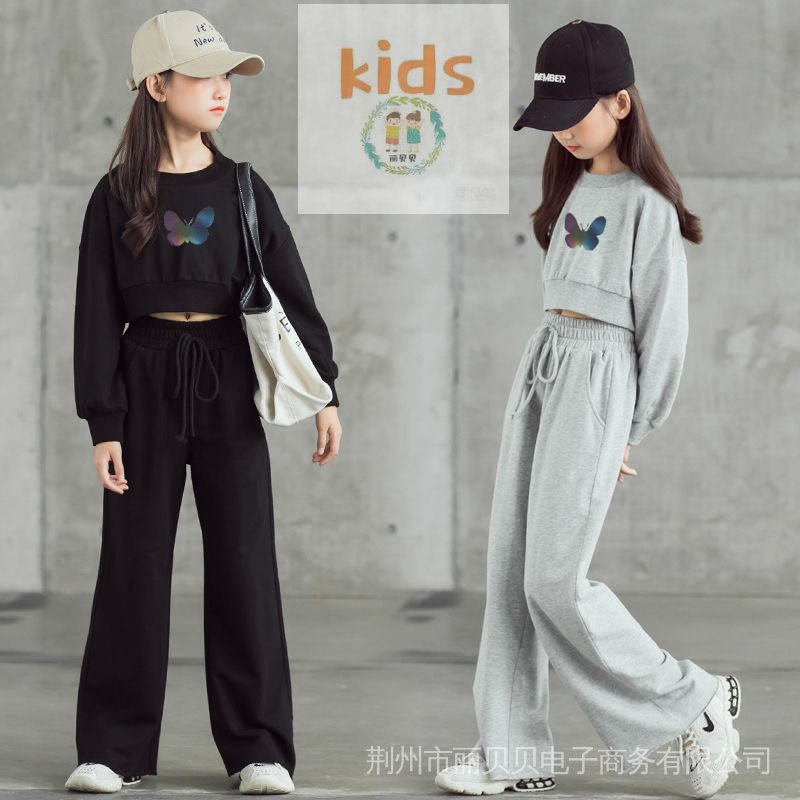 Set Đồ Thể Thao Hai Món Áo Thun Tay Dài Và Quần Dài Thời Trang Xuân Hè Phong Cách Mới Cho Bé Gái 3-5-8-10-12-13 Tuổi
