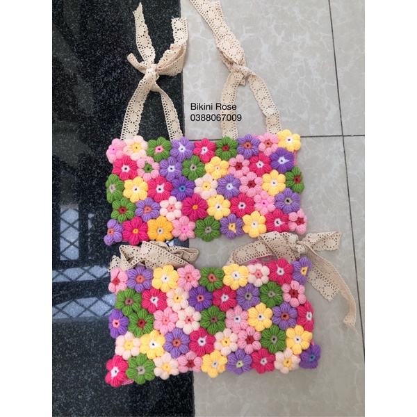 ÁO LEN MÓC GHÉP HOA NHIỀU MÀU, CÓ ÁO XOÀI