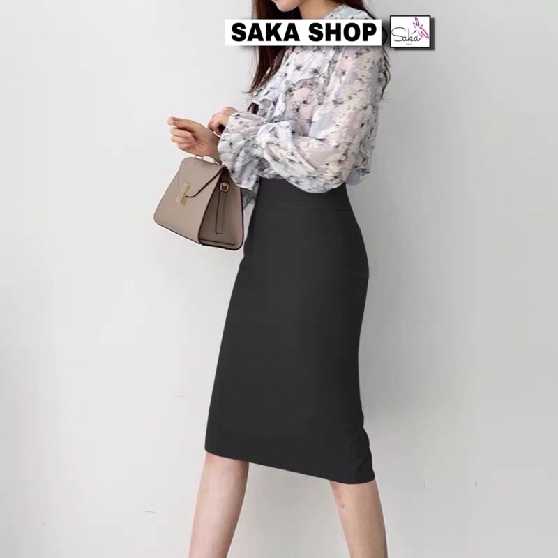 Chân váy nữ bút chì ôm công sở dài qua gối chất thun dày dặn