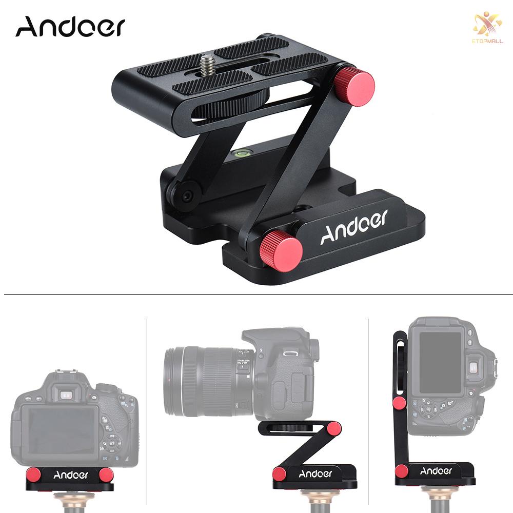 ET Andoer New Z-shaped Aluminum Alloy Foldable Camera Camcorder Desktop Holder Quick Release Plate Tilt Head for    Pentax DSLR Camera Video Track Slider Tripod Film Making Macrophotography