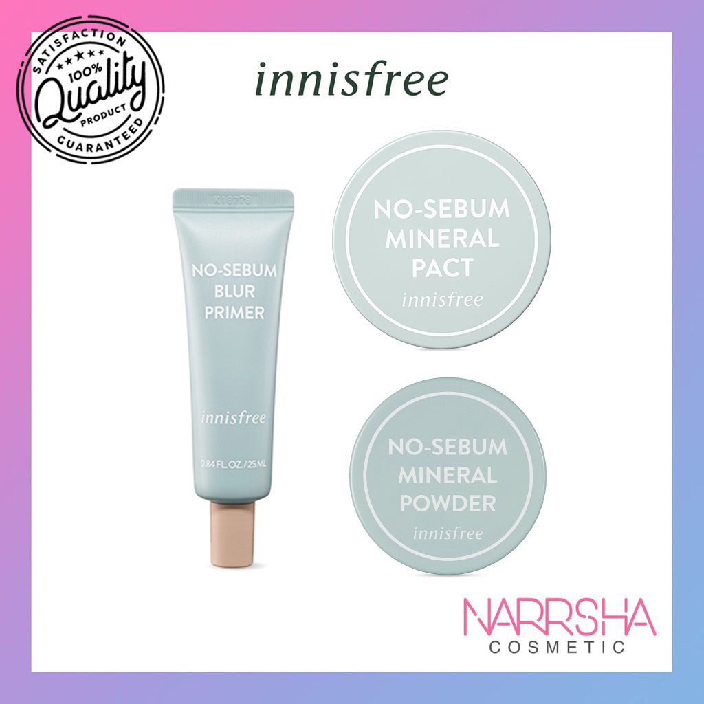 No-Sebum Mineral Line (Mineral Powder - 5g, Mineral Pact - 8.5g, Blur Primer - 25ml)