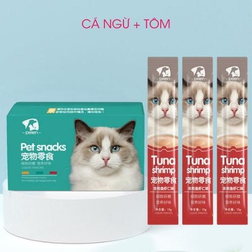 Súp thưởng cho mèo, súp thưởng Peien đầy đủ dinh dưỡng 3 vị từ cá ngừ, cá hồi, thịt gà