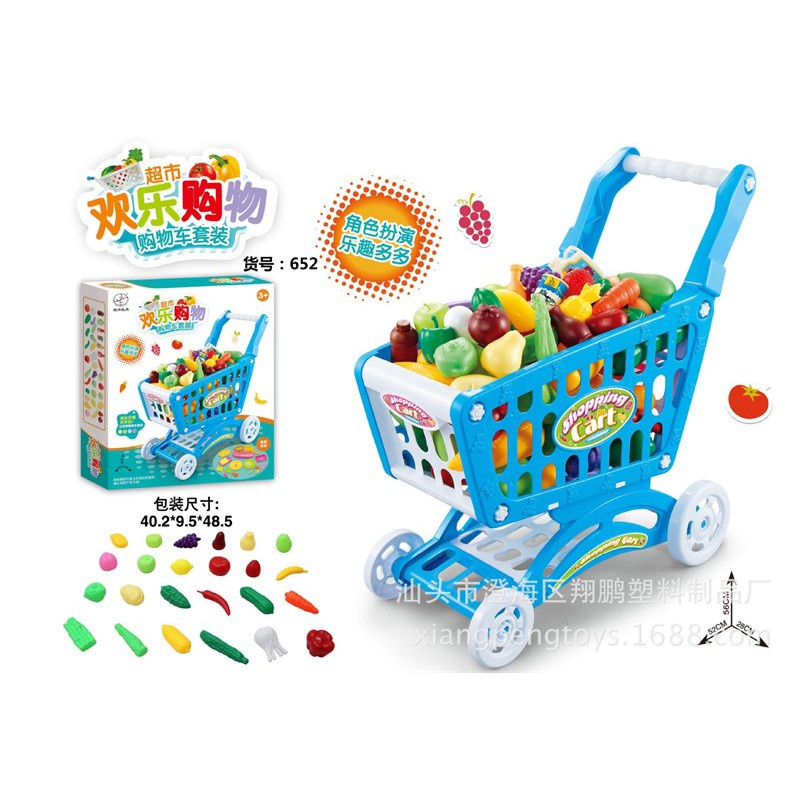 Đồ chơi xe đẩy siêu thị tặng kèm túi hoa quả