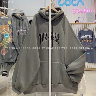 🏐 áo hoodie nỉ bông tay bồng thêu thrasher form rộng