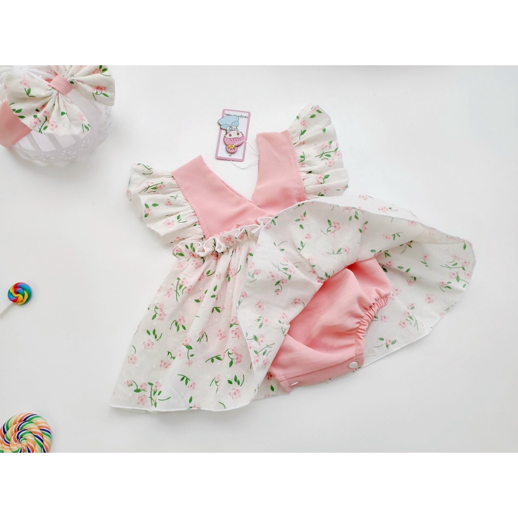 Body cho bé gái thiết kế [𝐅𝐑𝐄𝐄𝐒𝐇𝐈𝐏 + TURBAN] Su Shop body váy quả đỏ mới