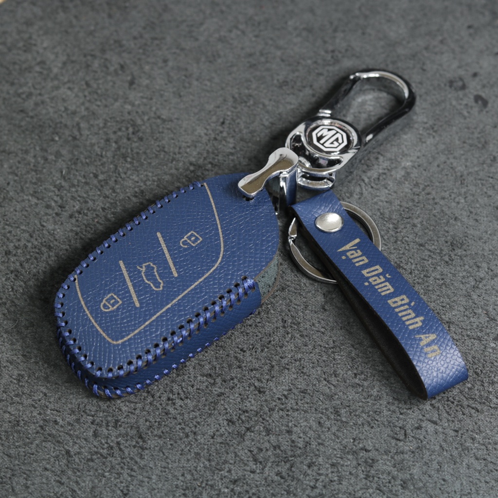 Bao da bọc ốp chìa khoá xe ô tô MG ZS, MG5, MG HS da bò nhiều màu khâu thủ công MG