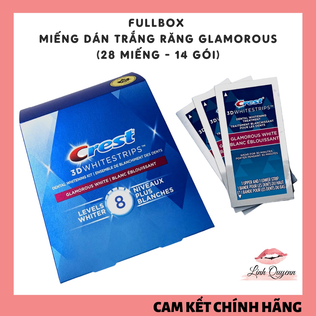 Miếng Dán Trắng Răng Crest Glamorous White 14 GÓI - FULLBOX CAM KẾT TRẮNG RĂNG 100%