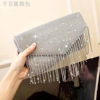Ví Cầm Tay Đính Đá Phối Tua Rua Thời Trang Đi Tiệc Cho Nữ