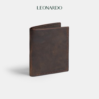 Ví nam da nhập khẩu sáp phong cách Vintage dáng đứng / Ngang thương hiệu Leonardo