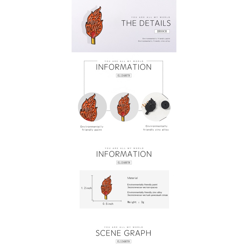 Ghim Cài Áo In Chữ The World on Fire Thời Trang