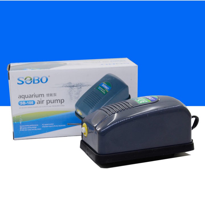 Máy sủi oxy cho hồ cá Sobo SB-108 sủi 1 vòi , Bơm đơn SOBO SB-108, Bơm đôi sục khí SB-108 Bơm bơm khí bơm bể cá