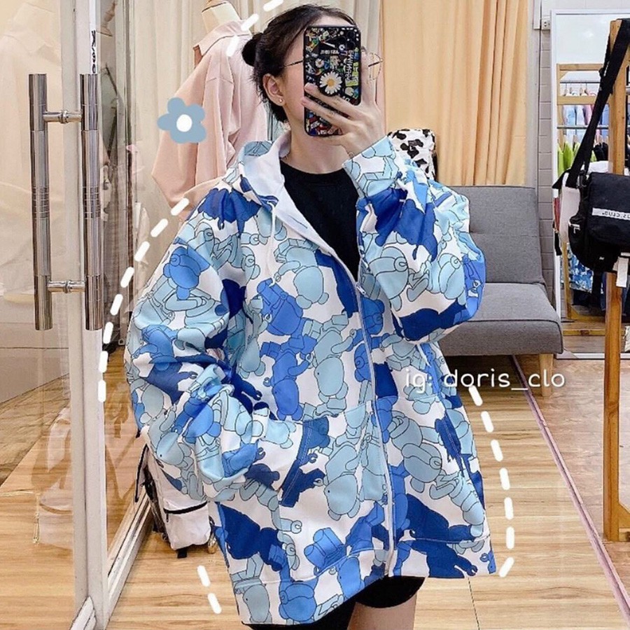 ÁO KHOÁC DÙ 3D Loang (M1280 - Gấu Bông)