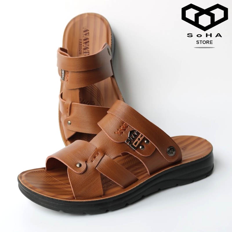 Dép Da Nam Thời Trang Đế Cao Su Đúc Nguyên Khối Cao Cấp SH02