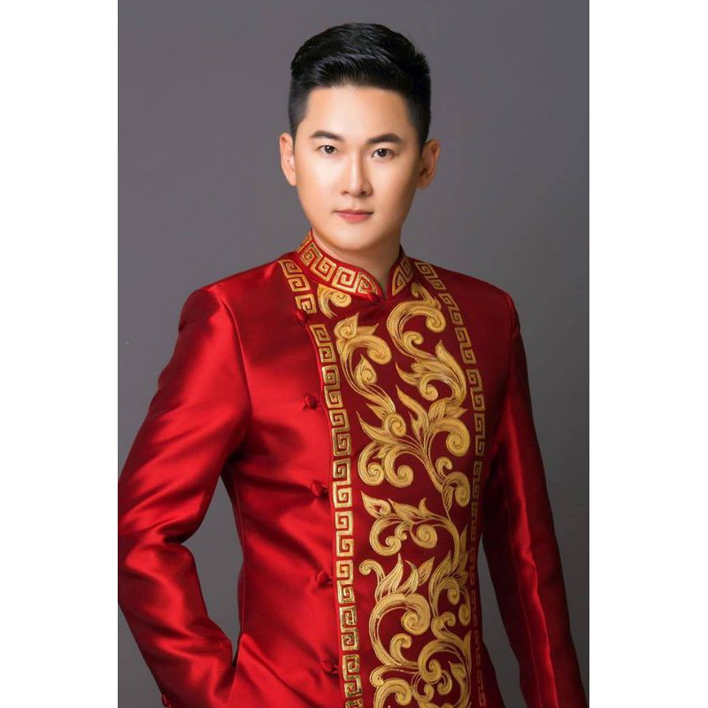 Áo dài cách tân nam hoạ tiết vẽ tay cao cấp