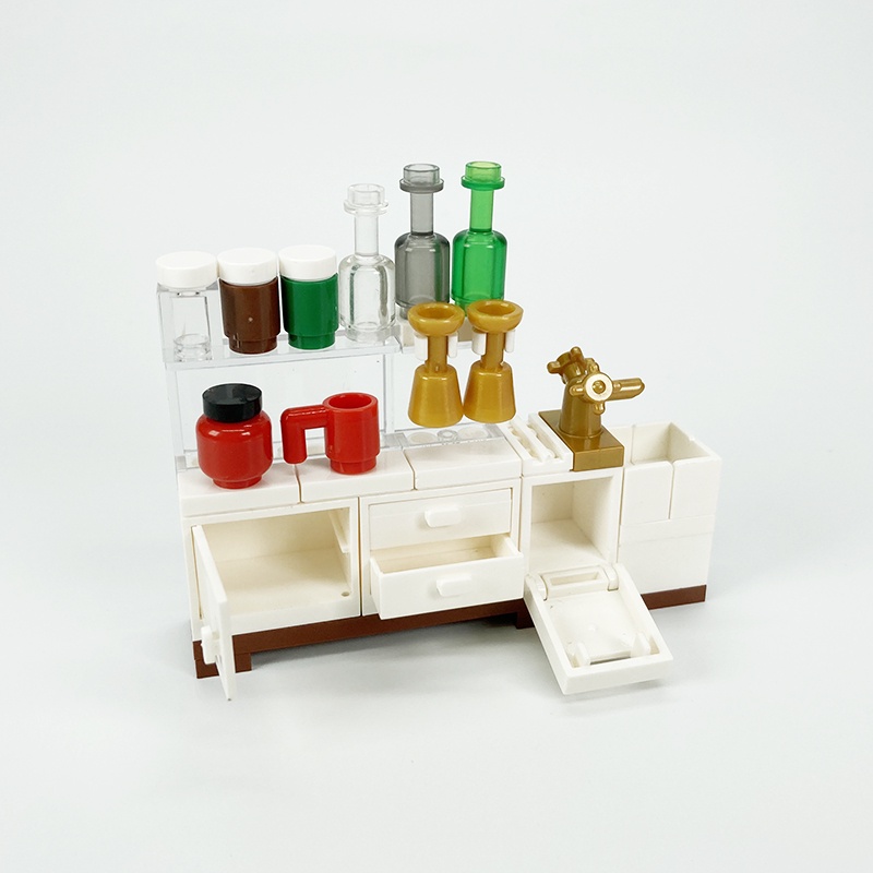 Moc Khối Lắp Ráp Đồ Chơi Nhà Bếp / Tủ Cà Phê / Máy Uống Cà Phê Sáng Tạo