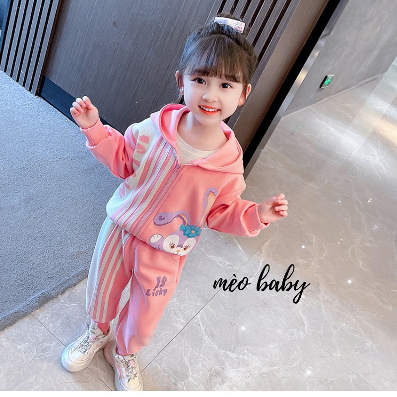 Bộ quần áo thu đông cho bé,Bộ nỉ bé gái ,Phong cách năng động dễ thương cho bé từ đến 5 tuổi