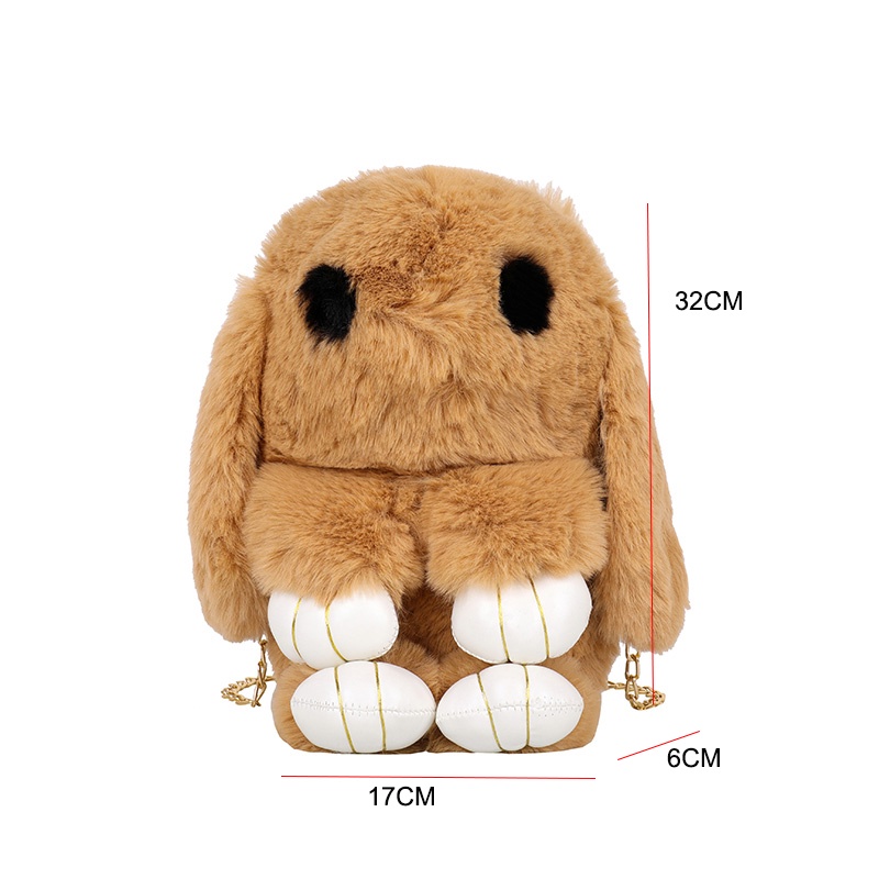 Túi Đeo Chéo Hình Thỏ Nhồi Bông Dễ Thương Sáng Tạo Cho Nữ