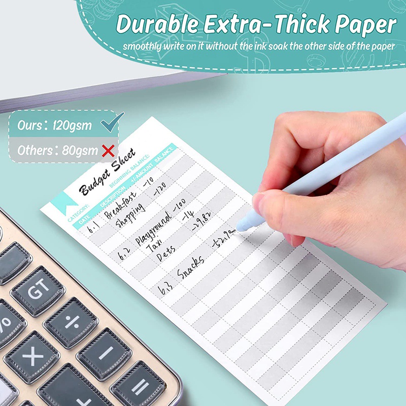 Set 90 tấm phiếu ghi ngân sách người/ hóa đơn khổ a6 nhỏ gọn/ màu xanh lá cây