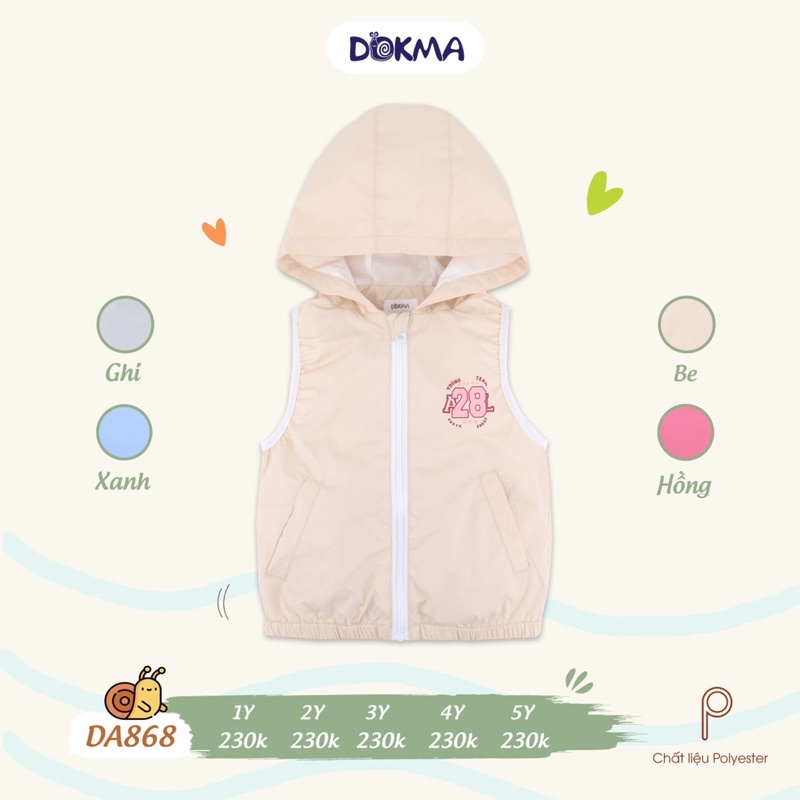 Áo khoác gió ghile 2 lớp dokma từ 1 tuổi - 5 tuổi