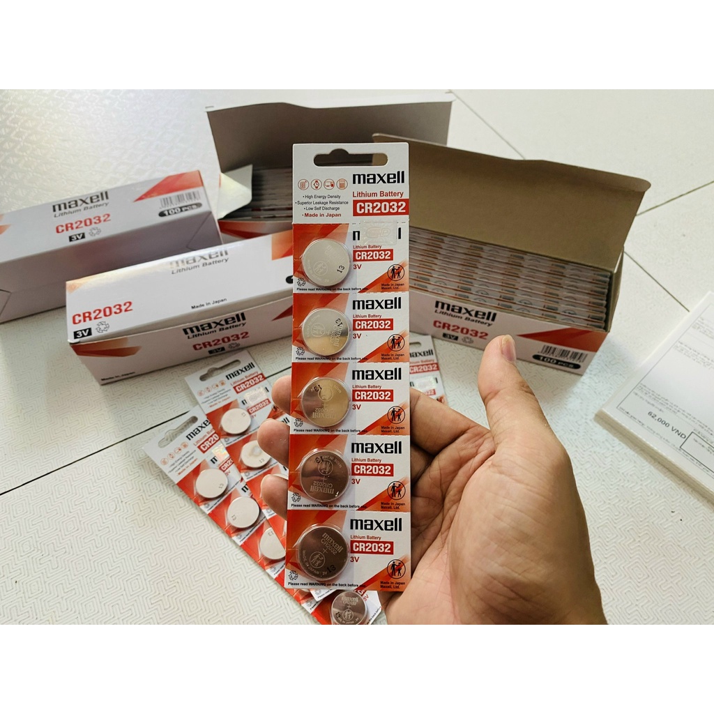 Pin Maxell CR2032 - 2032 Lithium 3v - Hàng Chính Hãng Nhập Khẩu Nhật Bản, thay pin Remote Smartkey Honda, ôtô, xe máy