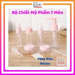 Bộ Chiết Mỹ Phẩm Mini 7 Món Hàn Quốc 🌸 Tiện Lợi 🌸 Tặng Kèm Sticker Dán Siêu Kute 🐻