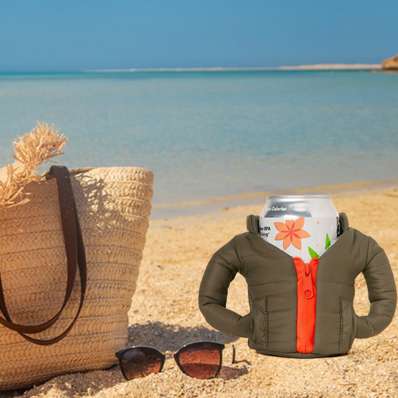Vỏ bọc lon bia  giữ nhiệt kiểu dáng áo khoác độc đáo tiện lợi