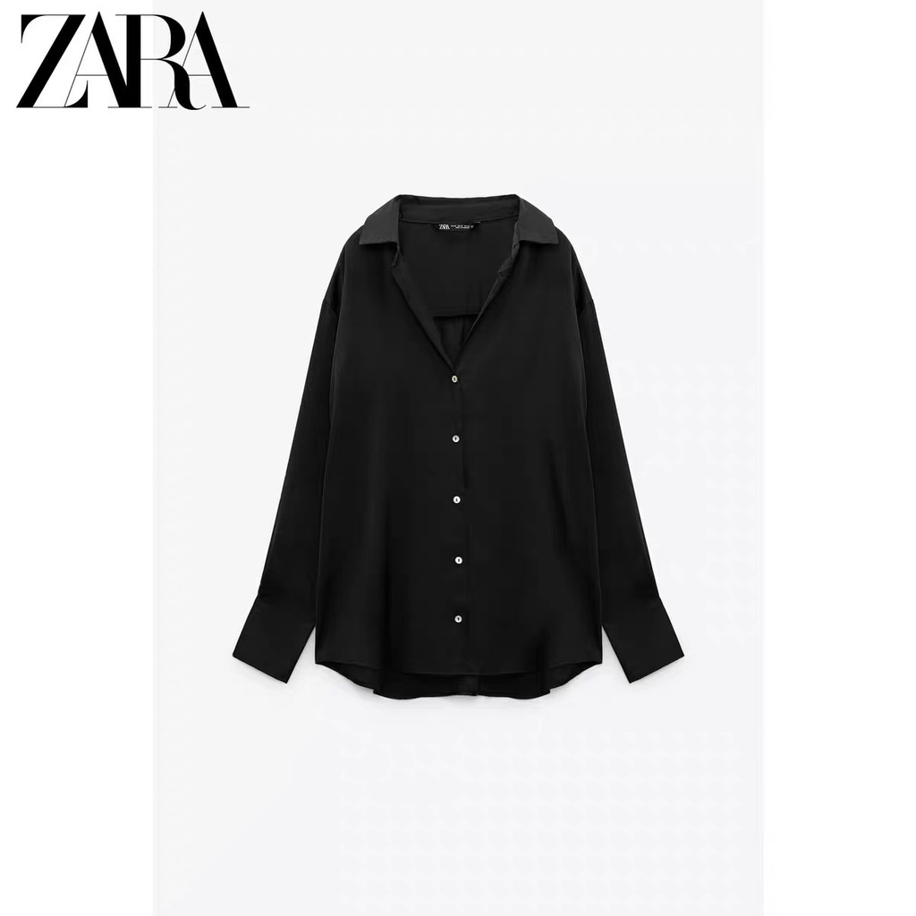 ZARA Áo Sơ Mi Vải Satin Kiểu Mới Thời Trang Mùa Thu Cho Nữ 8741256 656