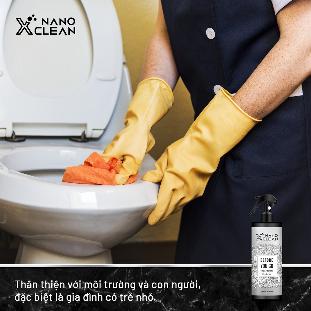 Chai xịt khử mùi bồn cầu toilet nhà vệ sinh nano bạc Nano Xclean-khử mùi khó chịu, mùi khói thuốc, ẩm mốc 500ml