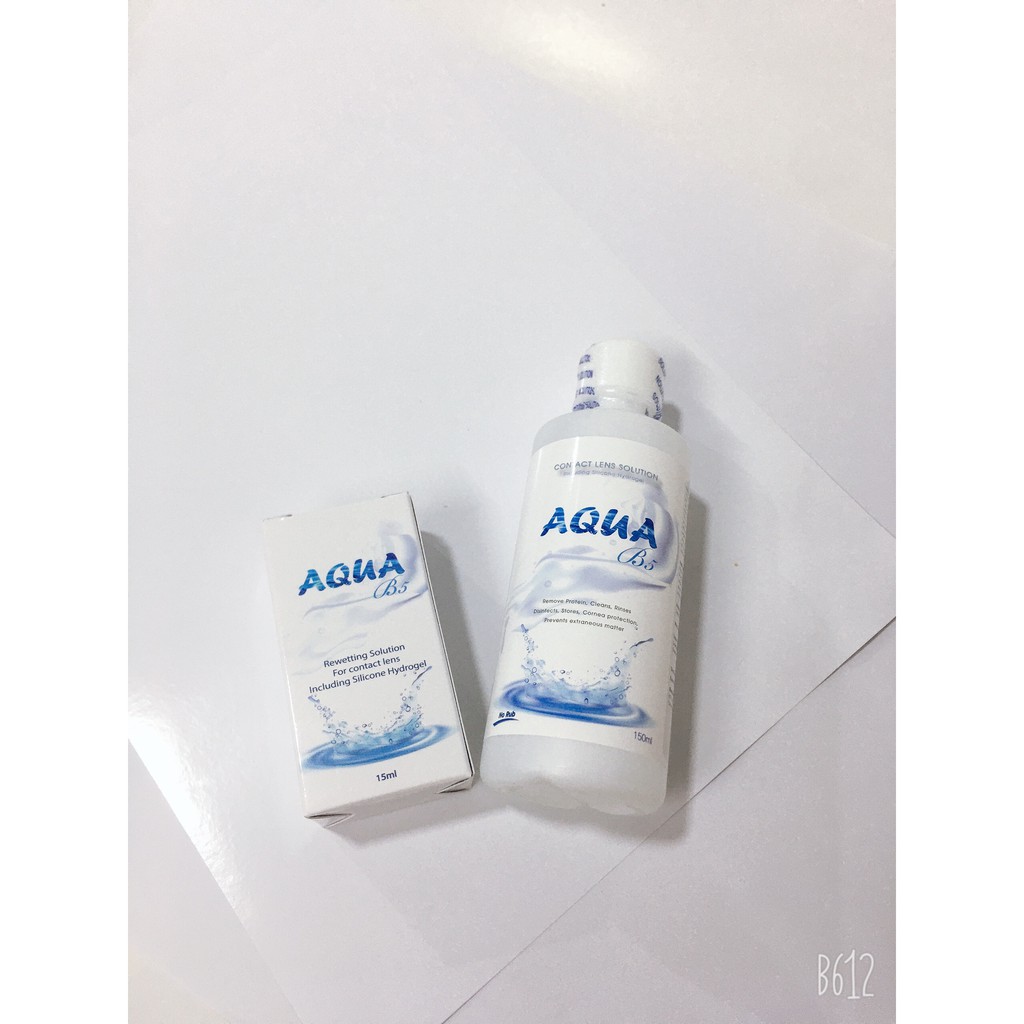 Combo nhỏ mắt Aqua B5 15ml+ nước ngâm lens Aqua B5 150ml - Dung dịch ngâm rửa bảo quản kính áp tròng Hàn Quốc.