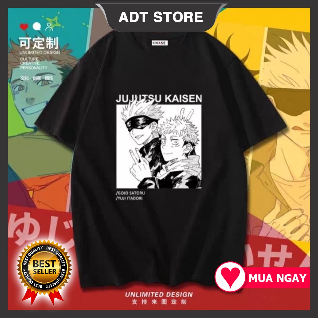 BST Áo Thun Tay Lửng Đen In Hình Anime Jujutsu Kaisen Gojo Satoru mẫu HOT độc đẹp giá rẻ