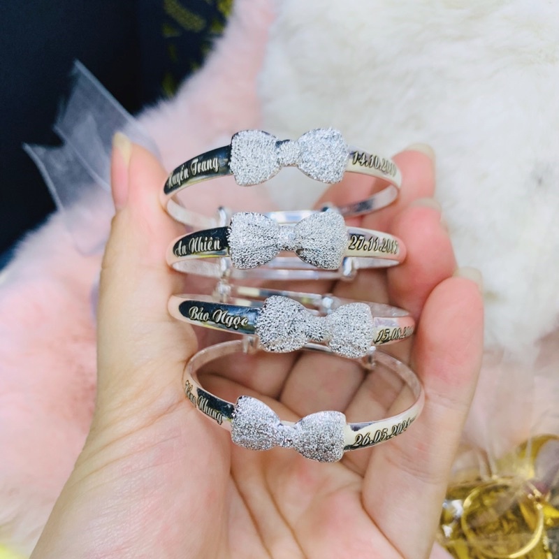 Vòng nơ BẠC NGUYÊN CHẤT CHO BÉ size sơ sinh - 25kg