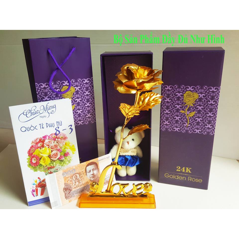 Hoa Hồng Mạ Vàng 24k Sang Chảnh 8 món