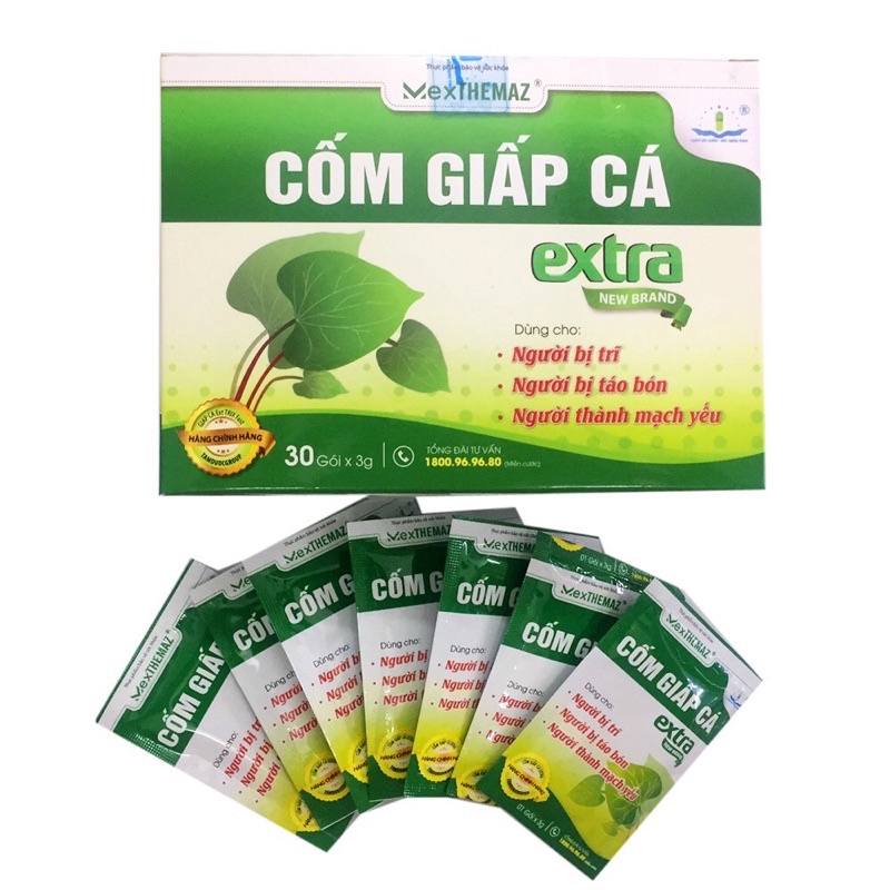 CỐM GIẤP CÁ EXTRA - Hộp 30 gói giảm các triệu chứng của trĩ và tăng sức bền thành mạch, hỗ trợ nhuận tràng