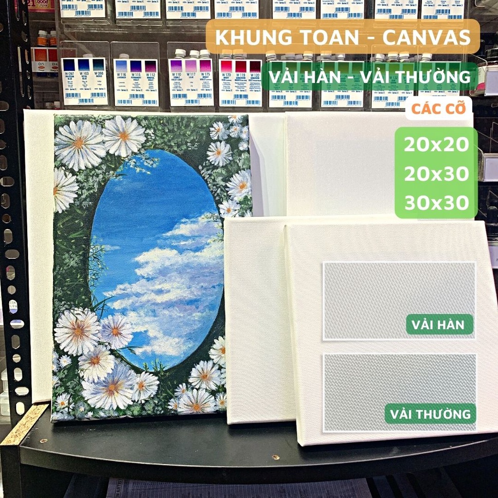 Set 2 Khung Toan vẽ tranh Vải Hàn- Khung Canvas Vải Toan Hàn - Toan Thường Các Size Cỡ Nhỏ ( 20x20-20x30-30x30)