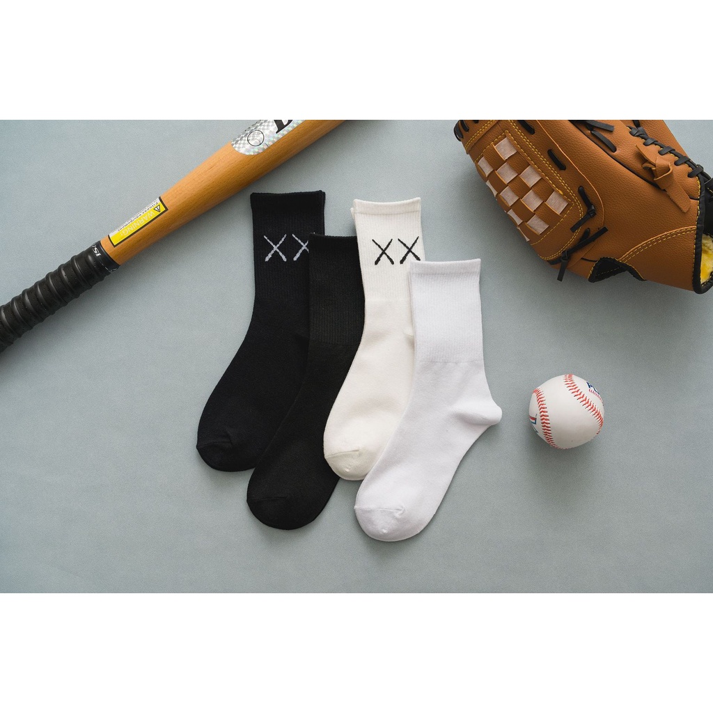 Set 5 đôi tất cổ cao Bivota vớ nam nữ in hình XX cá tính T23