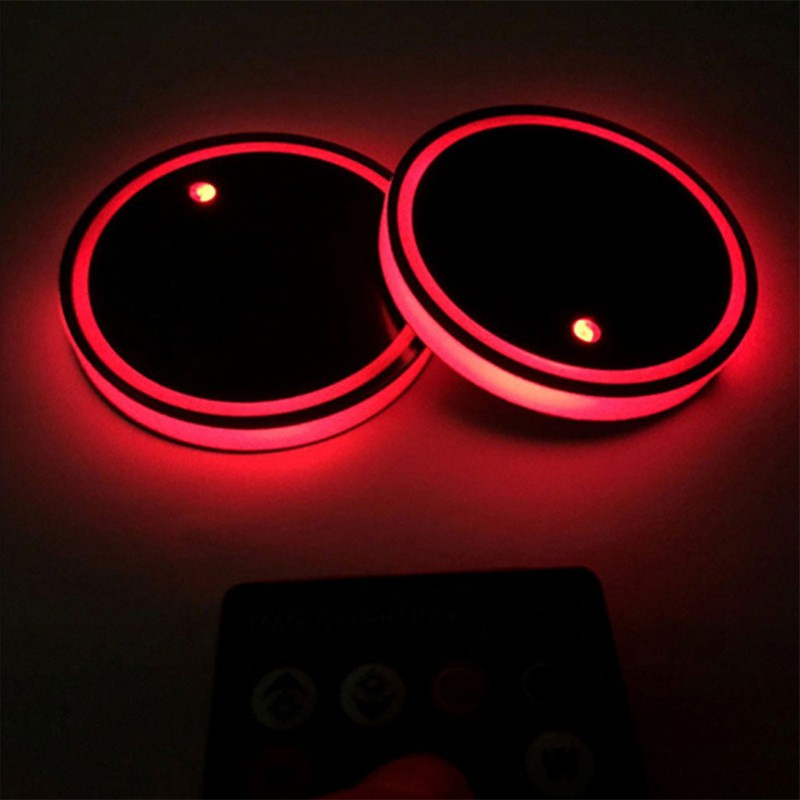 Đế Lót Ly Có Đèn Led Phát Sáng Chống Trượt Cho Xe Hơi