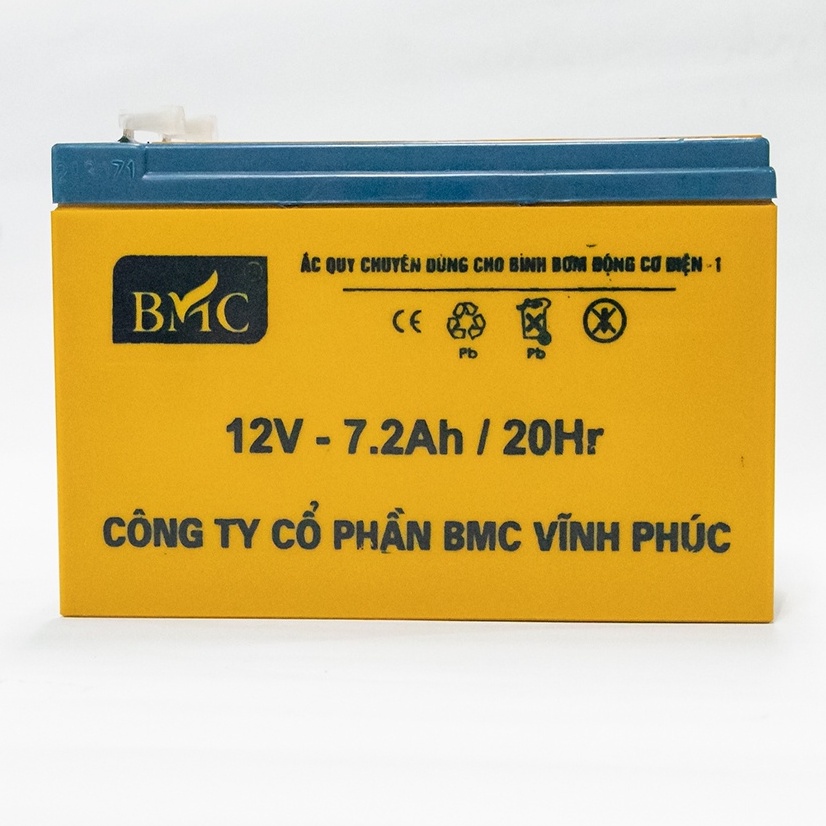 Ắc quy 12V-7.2Ah chuyên dùng cho bình bơm thuốc trừ sâu, loa kéo, xe điện trẻ em, bộ lưu điện chính hãng BMC