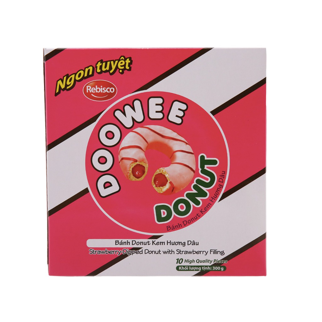 Bánh Doowee Donut Kem Hương Dâu (Hộp 10 cái)