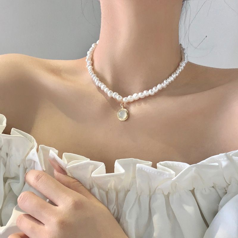 Dây chuyền chocker nữ - Vòng cổ nữ chocker ngọc trai nhân tạo hạt đá Vintage Vườn Trang Sức VTS DC0122