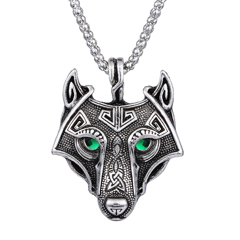 Vòng cổ Mặt Sói Khắc Phong Cách Viking Cho Nam