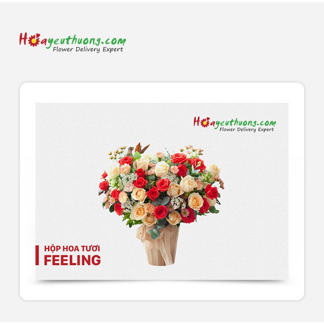 HN, HCM [Evoucher] Phiếu quà tặng Hộp Hoa Tươi - Feeling tại thương hiệu Hoa Yêu Thương
