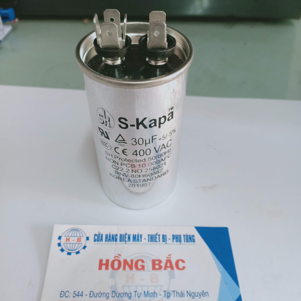 01 Tụ điện nhôm zắc cắm 400VAC Hàn Quốc Cao Cấp