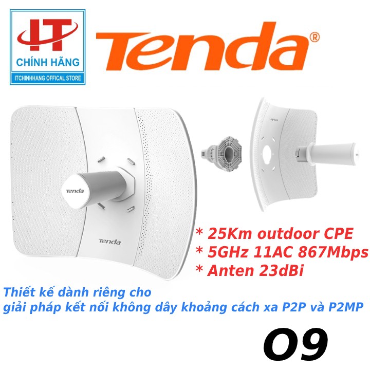 Thiết bị thu phát vô tuyến 25Km outdoor CPE 5GHz 11AC 867Mbps anten 23dBi - Tenada O9 - Hàng Chính Hãng