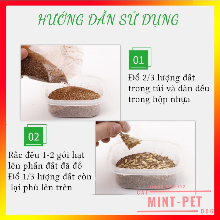 [Mã PET50K giảm Giảm 10% - Tối đa 50K đơn từ 250K] Bộ Hạt Giống Kèm Dụng Cụ Trồng Cỏ Mèo #MintPet