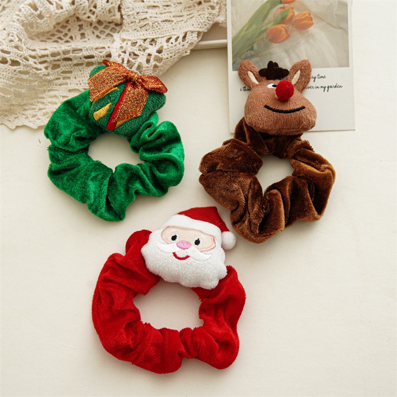 Dây cột tóc Haimeikang vải flannel họa tiết Giáng Sinh dễ thương