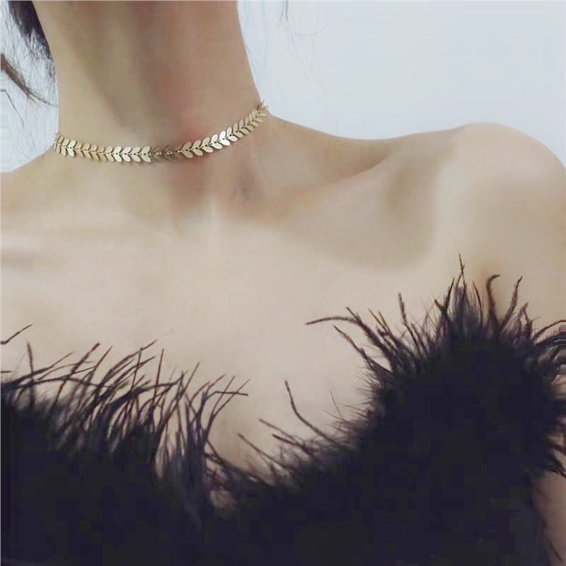 Vòng cổ Sợi Lúa Mì Mặt Hình Tai Thời Trang Đơn Giản