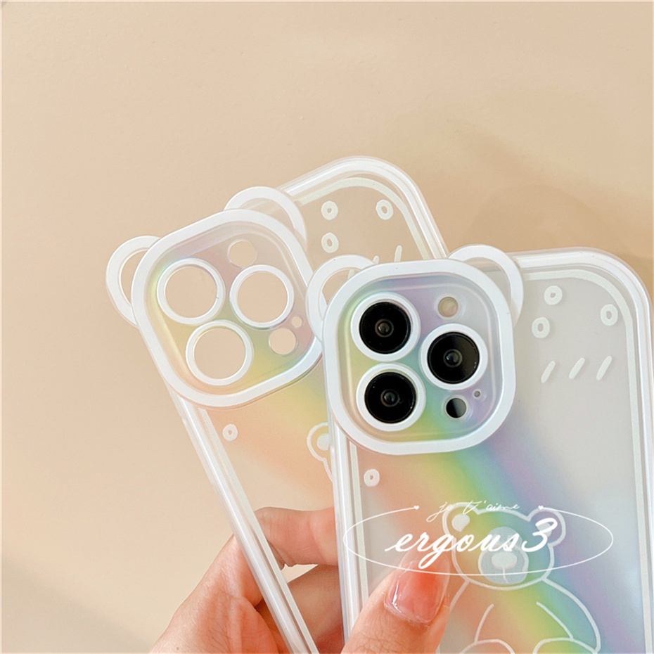 Ốp Điện Thoại Mềm Trong Suốt Họa Tiết Gấu Cầu Vồng Cho iPhone 14 13 12 11 Pro Max SE2020 X XR Xs Max 7 8 6 6s Plus