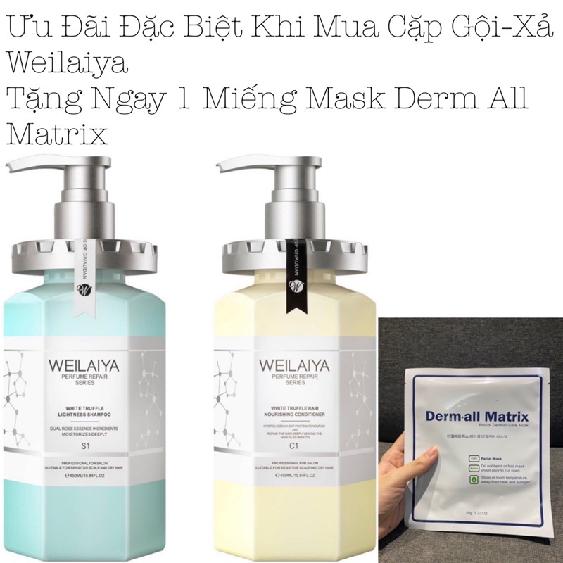 [CHÍNH HÃNG] CẶP DẦU GỘI XẢ PHỤC HỒI NẤM TRUFFLE WEILAIYA 450ml , tặng set mini + quà