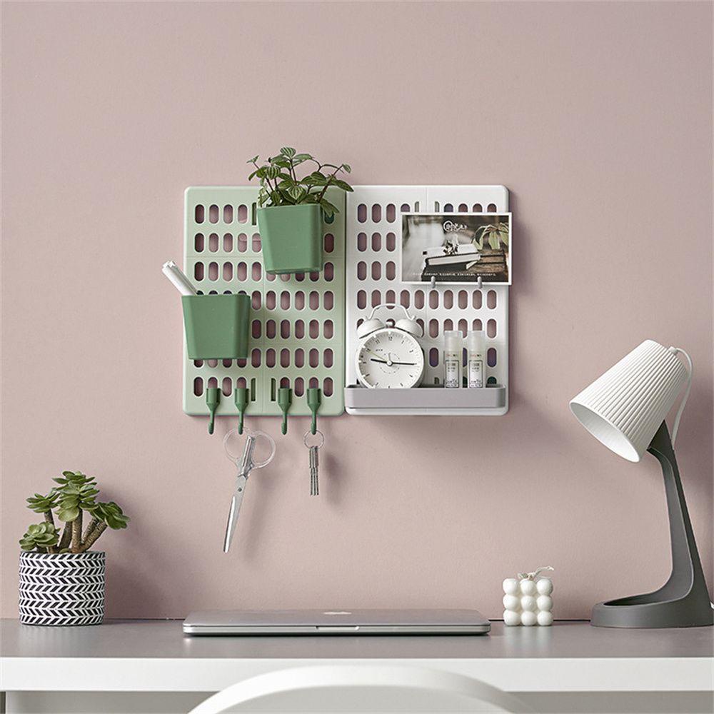 ♫DAPHNE♫ Wall Decor Pegboard Wall Mount Peg Board DIY Cups Holder Hook Container Storage Organizer Combination Hooks Perforated Board/Multicolor